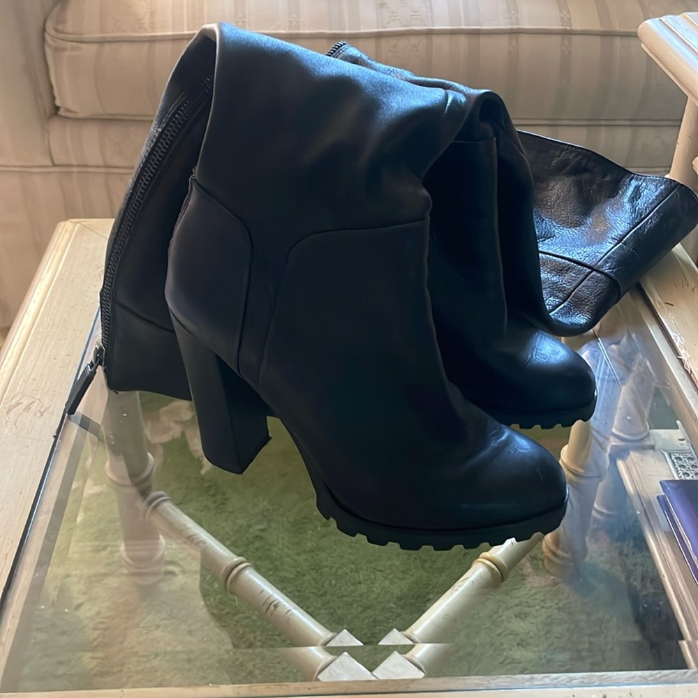 Black leather boots
